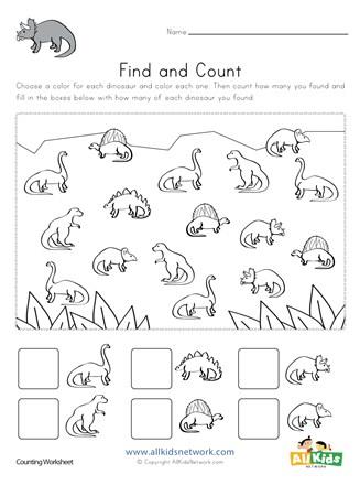 dinosaur counting worksheet 